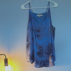 LOFT blue/black floral print flowy tank top